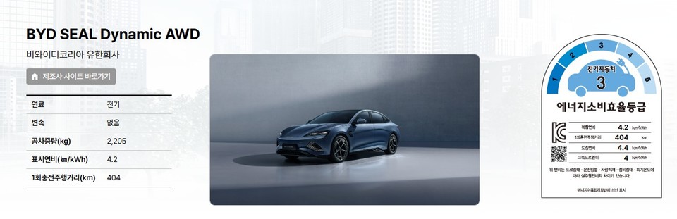 한국에너지공단 BYD 씰 인증
